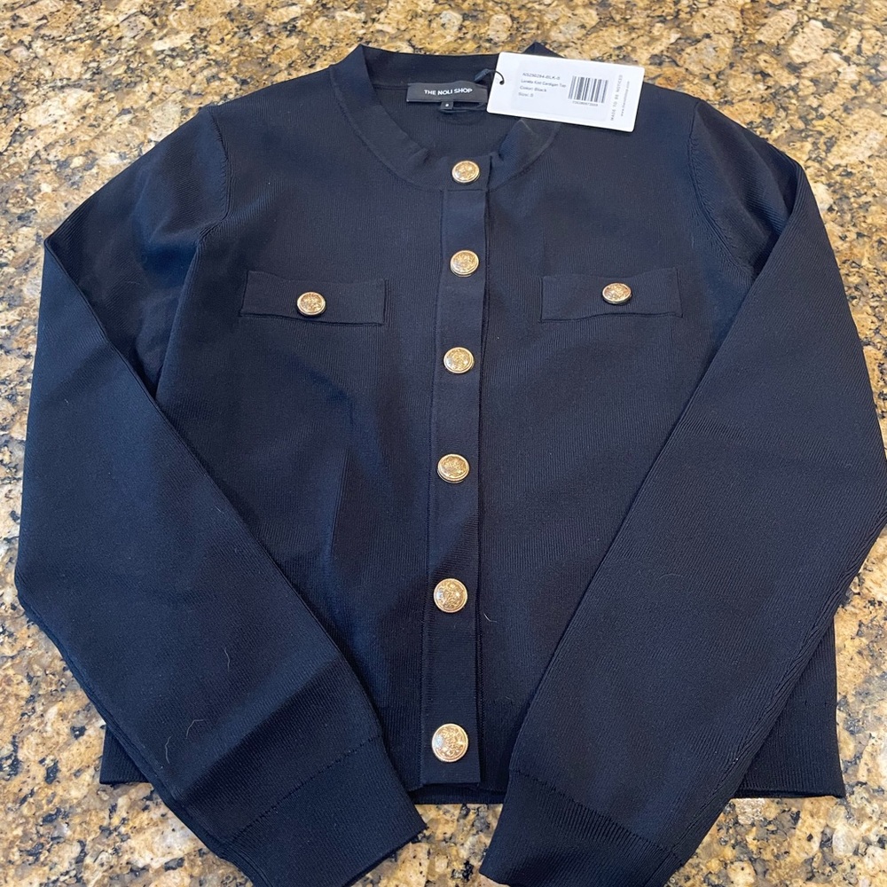 Noli Navy Cardigan with Gold Buttons